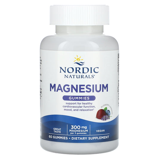 Nordic Naturals, Magnesium Gummies, Blueberry Lavender, 300 mg, 60 Gummies (100 mg per Gummy)