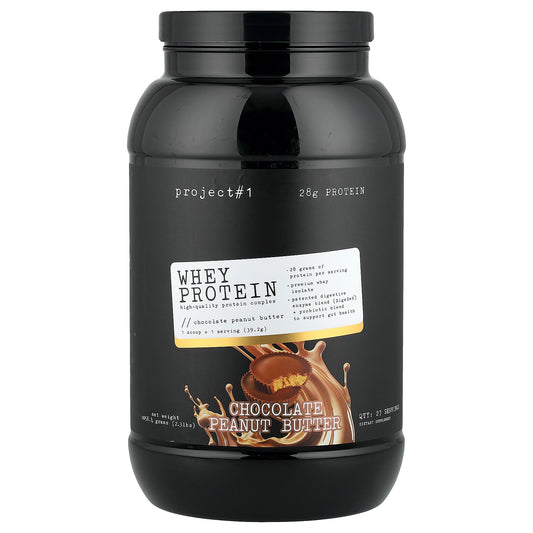 Project 1 Nutrition, Whey Protein, High-Quality Protein Complex, Chocolate Peanut Butter, 2.3 lbs (1,058.4 g)