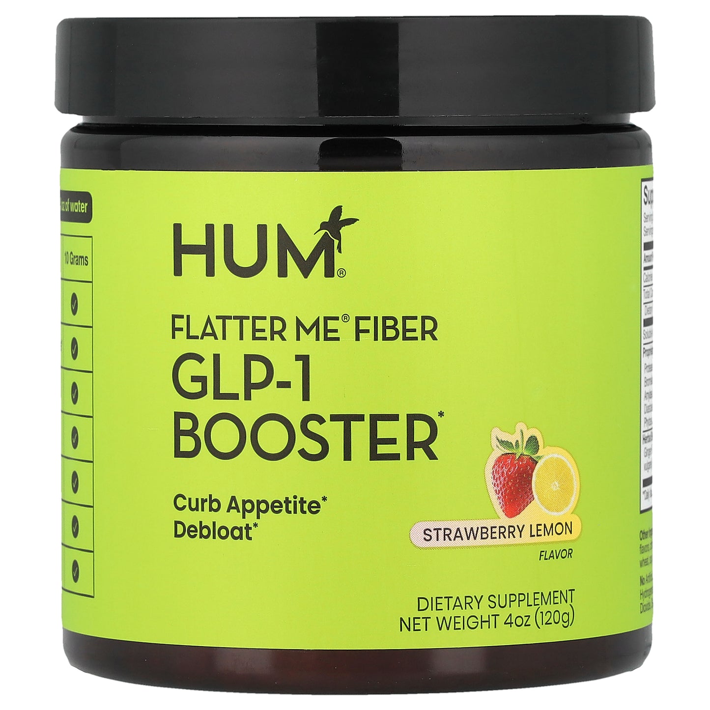 HUM Nutrition, Flatter Me® Fiber, GLP-1 Booster, Strawberry Lemon, 4 oz (120 g)