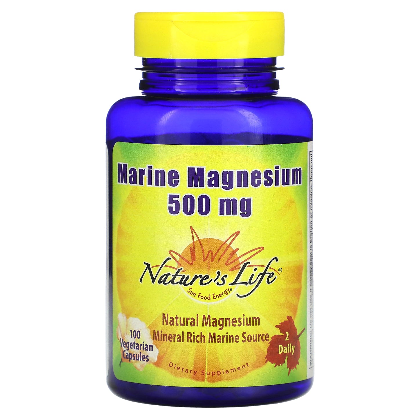 Nature's Life, Marine Magnesium, 500 mg, 100 Vegetarian Capsules (250 mg per Capsule)