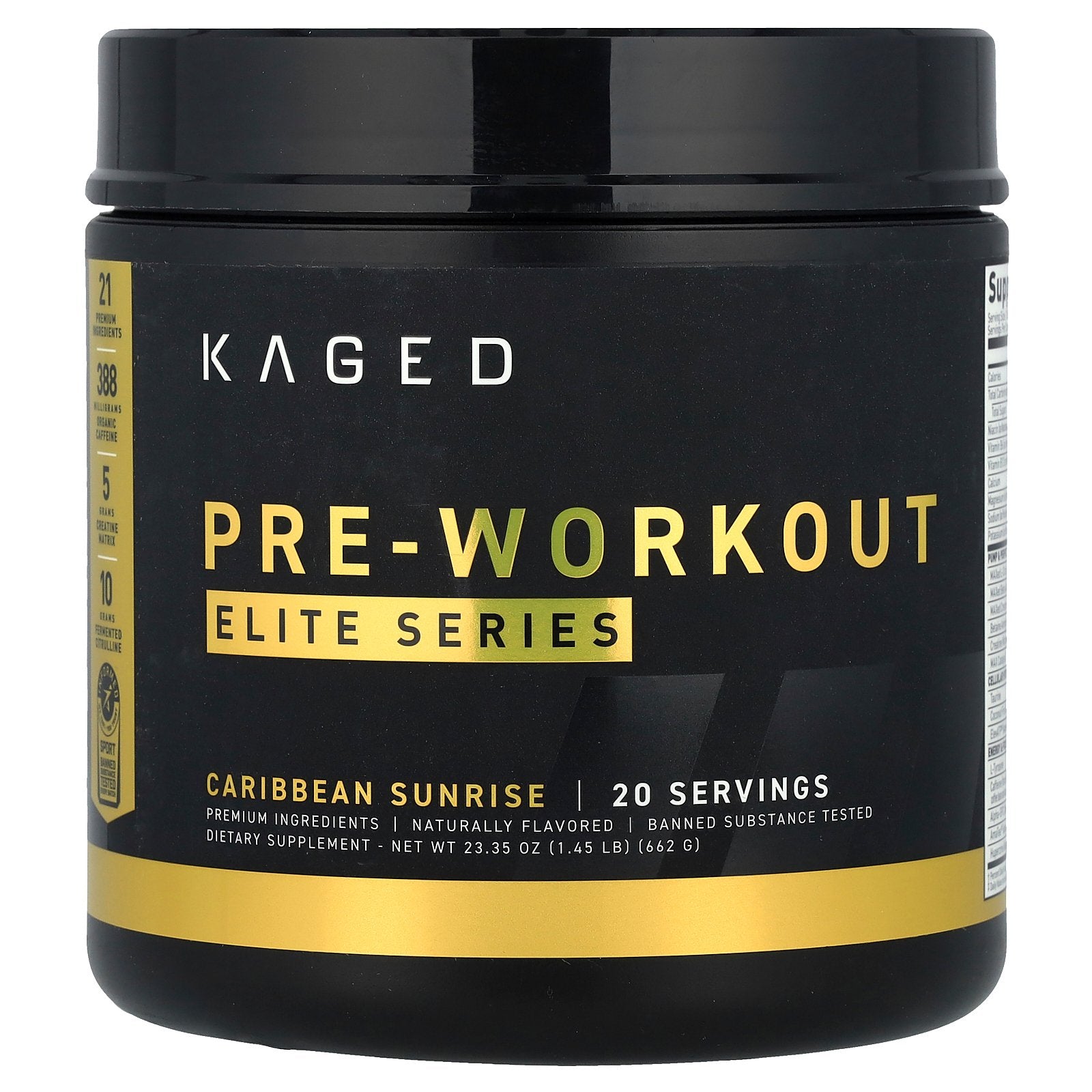 Kaged, Elite Series, Pre-Workout, Caribbean Sunrise, 1.45 lb (662 g)