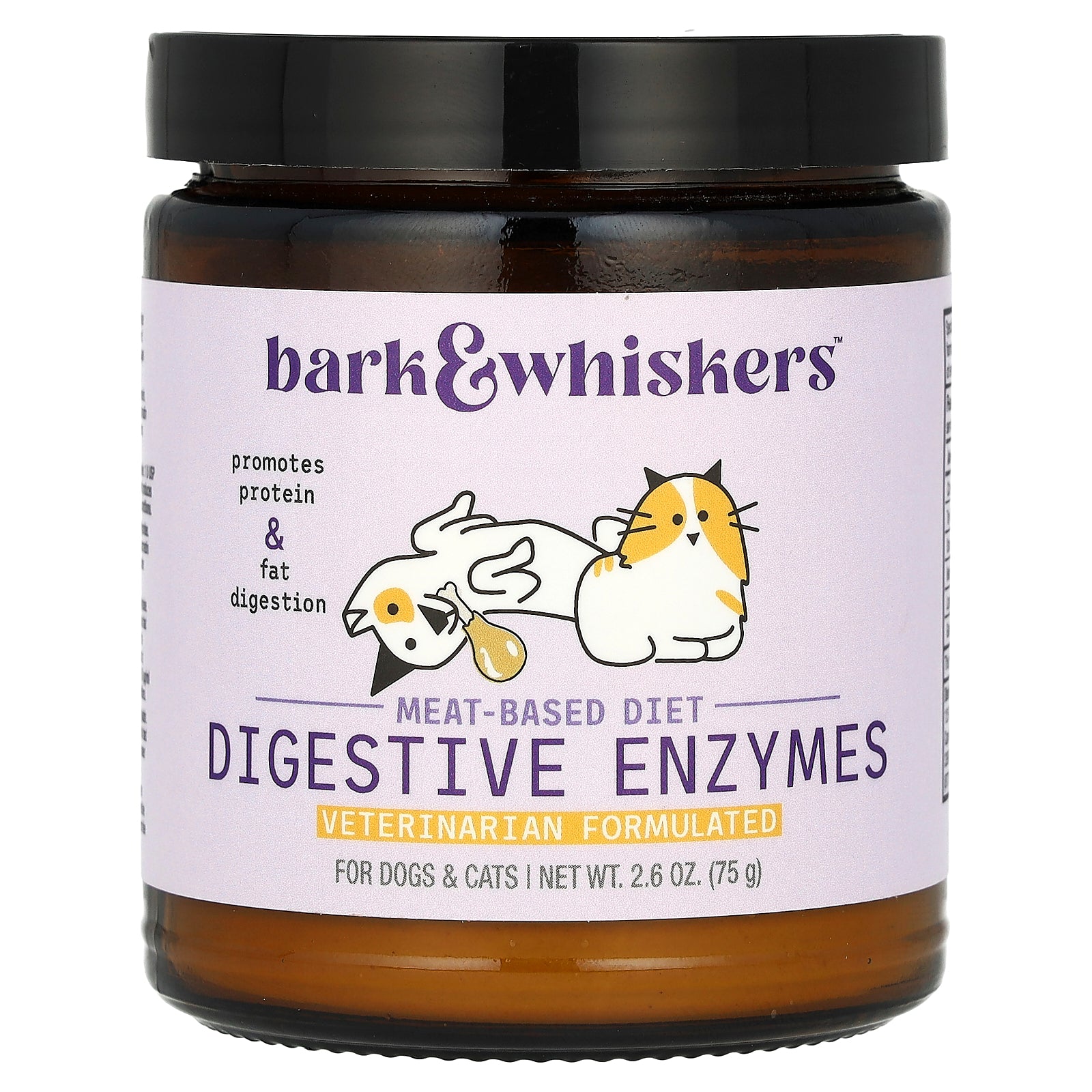 Dr. Mercola, Bark & Whiskers™, Meat-Based Diet Digestive Enzymes, For Dogs & Cats, 2.6 oz (75 g)