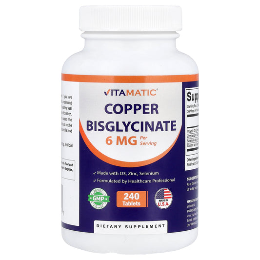 Vitamatic, Copper Bisglycinate, 240 Tablets