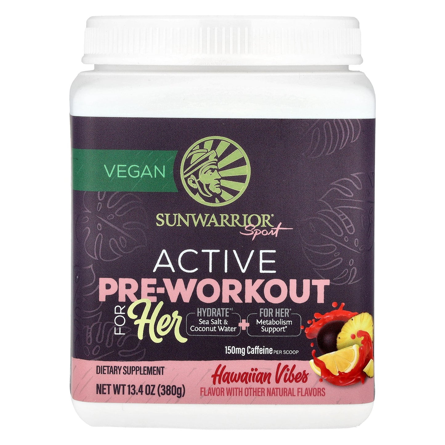Sunwarrior, Sport, Active Pre-Workout For Her, Hawaiian Vibes, 13.4 oz (380 g)
