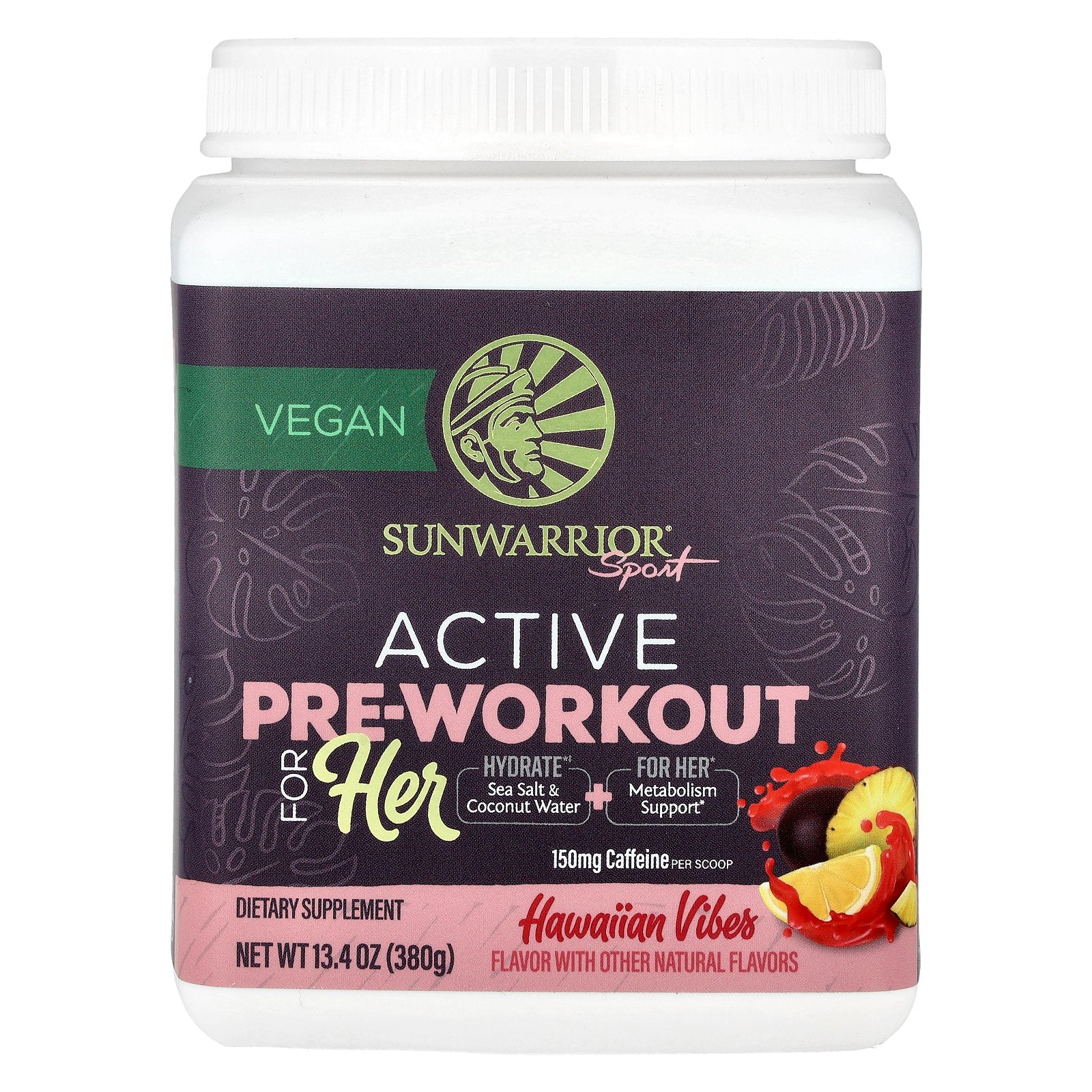 Sunwarrior, Sport, Active Pre-Workout For Her, Hawaiian Vibes, 13.4 oz (380 g)