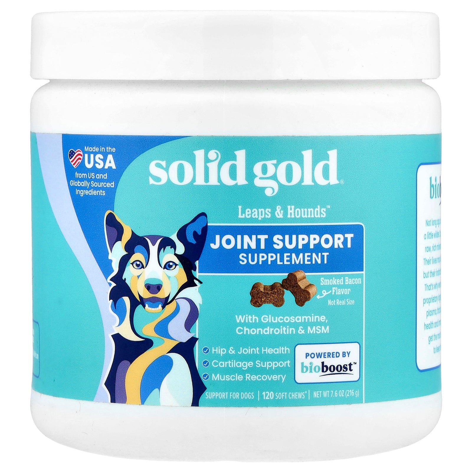 Solid Gold, Leaps & Hounds™, Joint Support Supplement, For Dogs, Smoked Bacon, 120 Soft Chews, 7.6 oz (216 g)