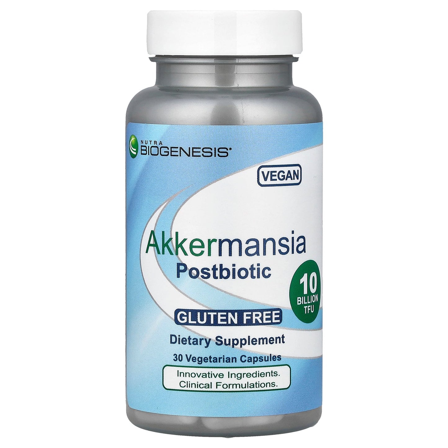 Nutra BioGenesis, Akkermansia Postbiotic, 100 mg (10 Billion TFU), 30 Vegetarian Capsules