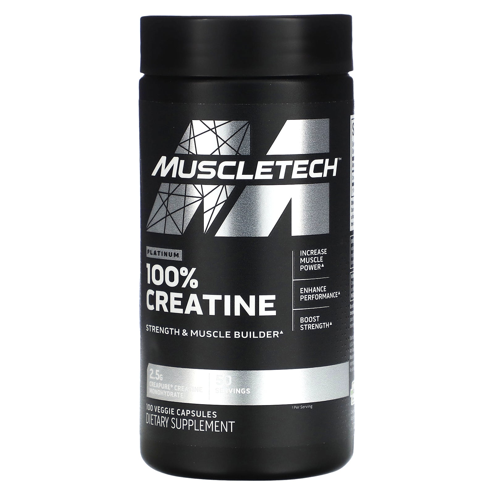 MuscleTech, Platinum 100% Creatine, 100 Veggie Capsules (1.25 g per Capsule)