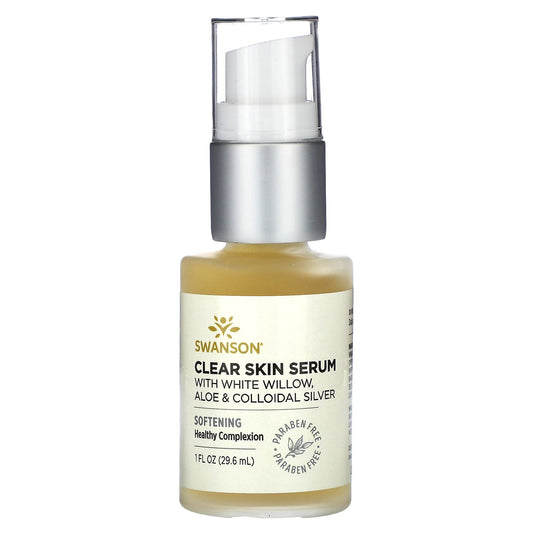 Swanson, Clear Skin Serum With White Willow, Aloe & Colloidal Silver, 1 fl oz (29.6 ml)