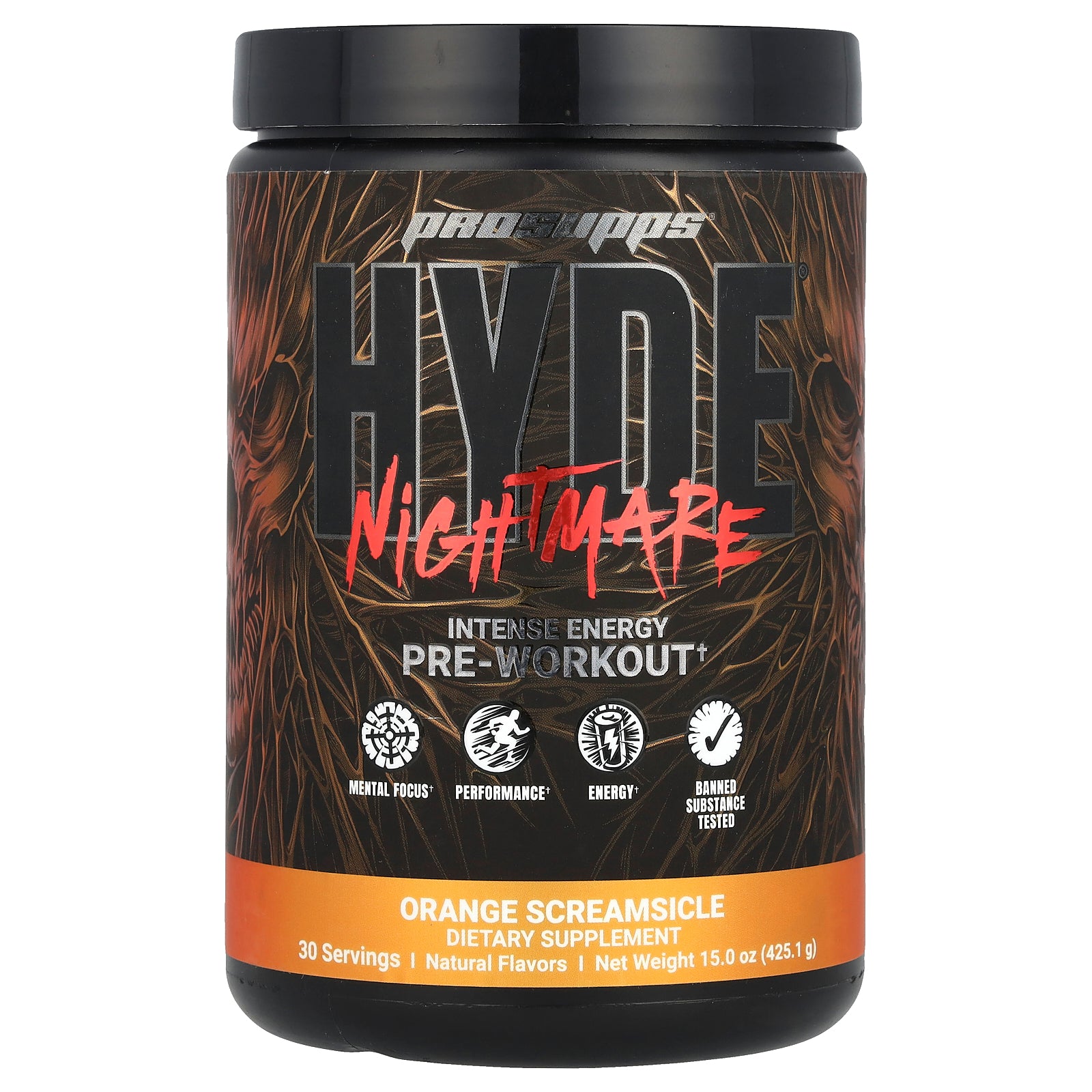 ProSupps, HYDE® Nightmare, Intense Energy Pre-Workout, Orange Screamsicle, 15 oz (425.1 g)