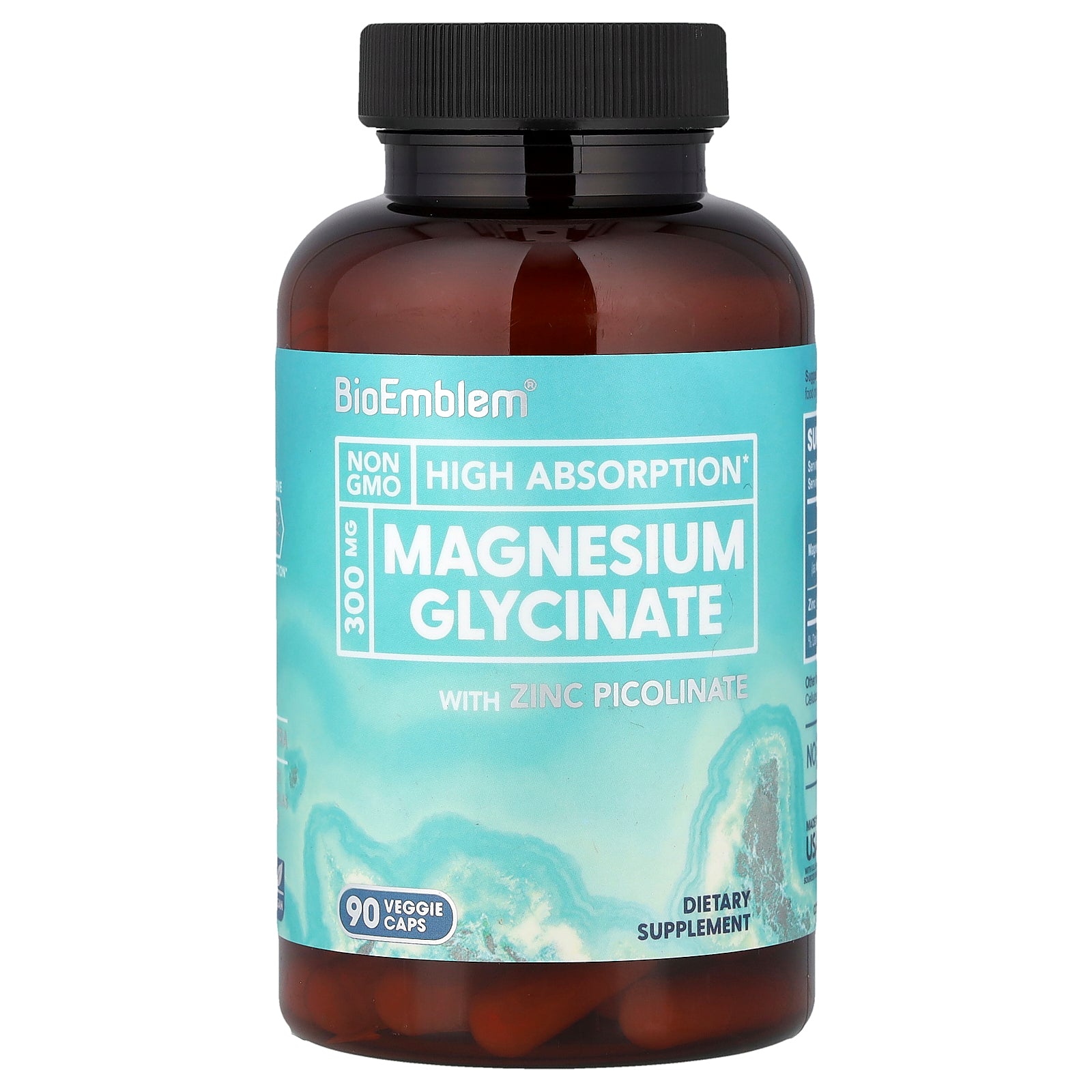 BioEmblem, Magnesium Glycinate with Zinc Picolinate, 90 Veggie Caps