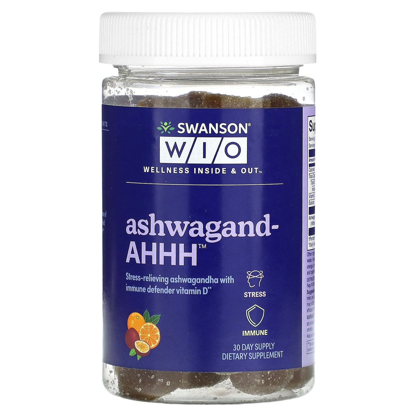 Swanson WIO, AshwagandAHHH, Passionfruit-Orange, 60 Gummies