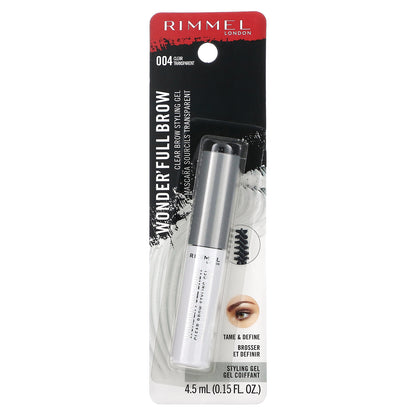 Rimmel London, Wonder'Full,  Clear Brow Styling Gel Mascara, 004 Clear, 0.15 fl oz (4.5 ml)