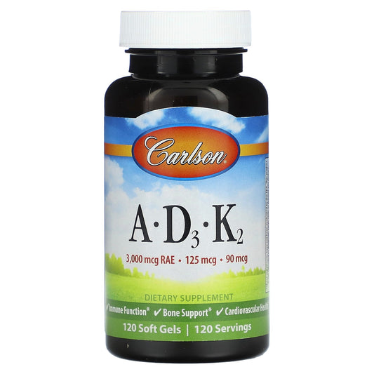 Carlson, A, D3, K2, 120 Softgels