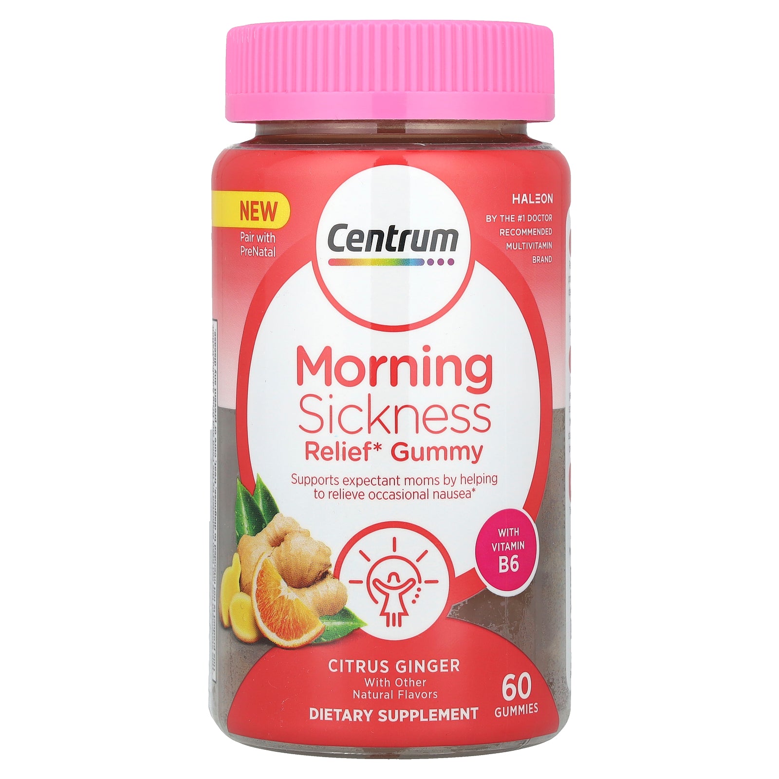 Centrum, Morning Sickness Relief Gummy, Citrus Ginger, 60 Gummies