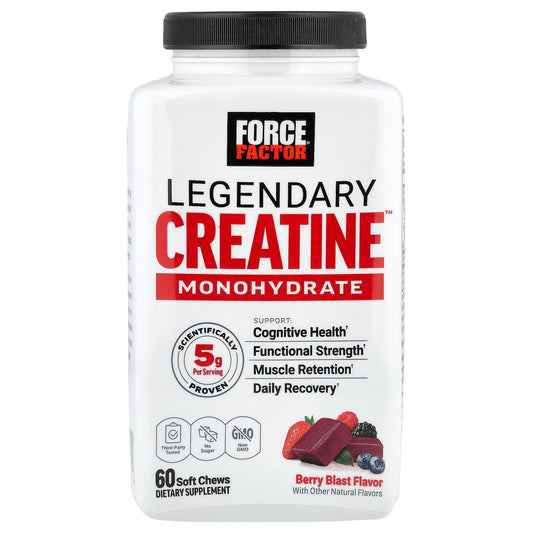 Force Factor, Legendary Creatine Monohydrate, Berry Blast, 60 Soft Chews (2.5 g per Chew)