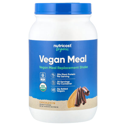 Nutricost, Organic Vegan Meal, Chocolate PB, 3.9 lb (1,763 g)
