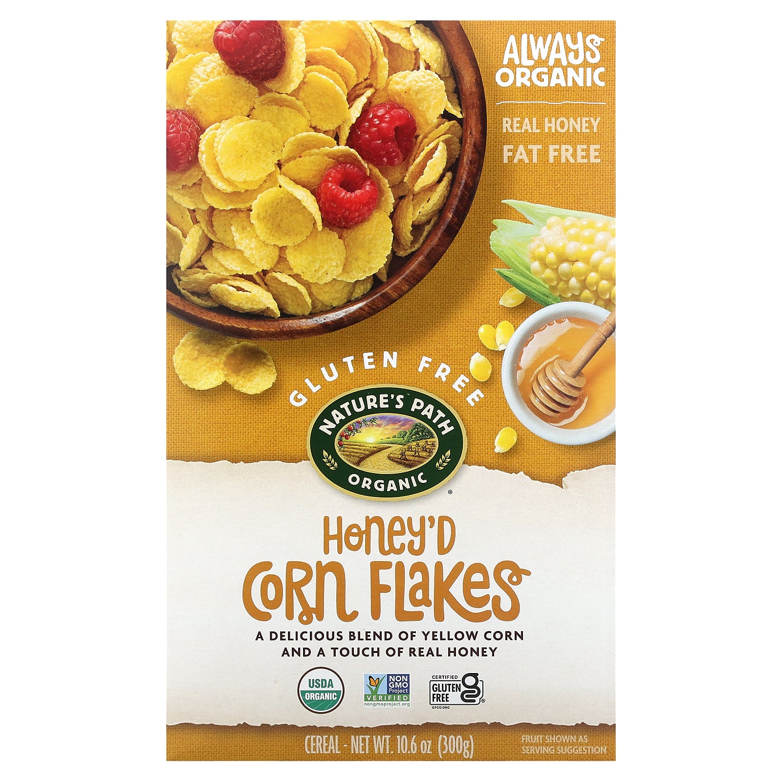 Nature's Path, Organic Honey'd Corn Flakes Cereal, 10.6 oz (300 g)