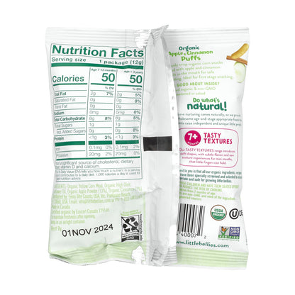 Little Bellies, Organic Apple & Cinnamon Puffs, 7+ Months, 18 Bags, 0.42 oz (12 g) Each