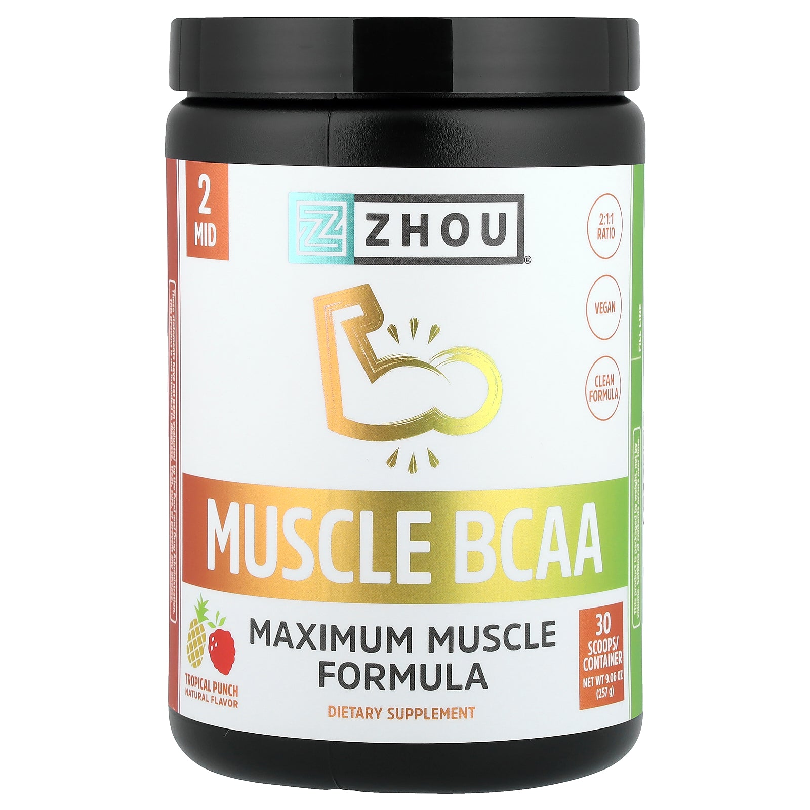 Zhou Nutrition, Muscle BCAA, Tropical Punch, 9.06 oz (257 g)
