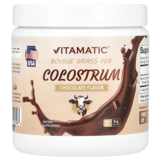 Vitamatic, Bovine Grass Fed Colostrum, Chocolate, 2.85 oz (81 g)