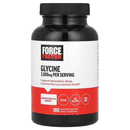 Force Factor, Glycine, 3,000 mg, 100 Vegetable Capsules (1,000 mg per Capsule)