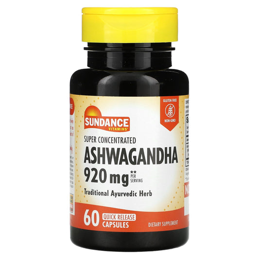 Sundance Vitamins, Super Concentrated Ashwagandha, 60 Quick Release Capsules (460 mg per Capsule)