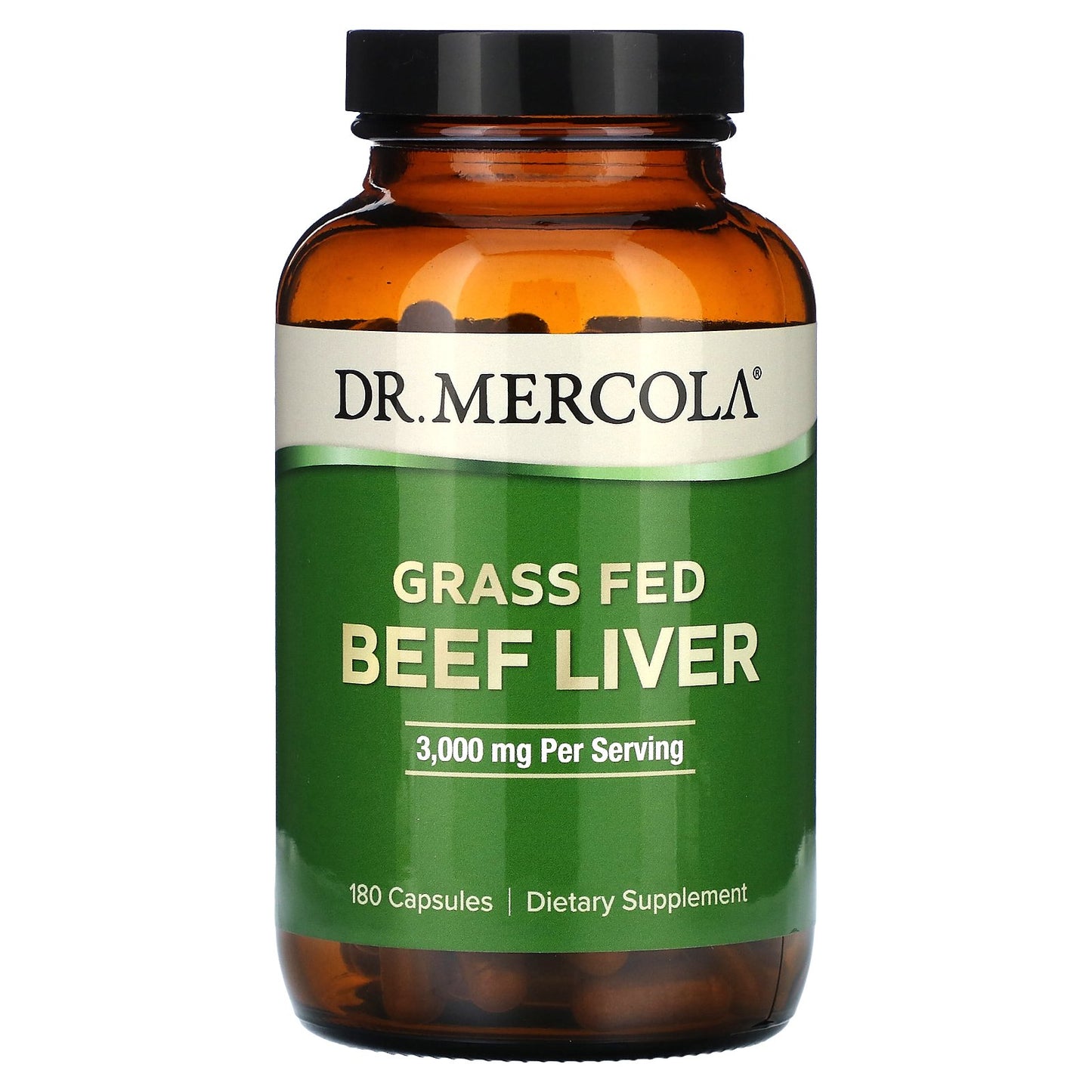 Dr. Mercola, Grass Fed Beef Liver, 180 Capsules (500 mg per Capsule)