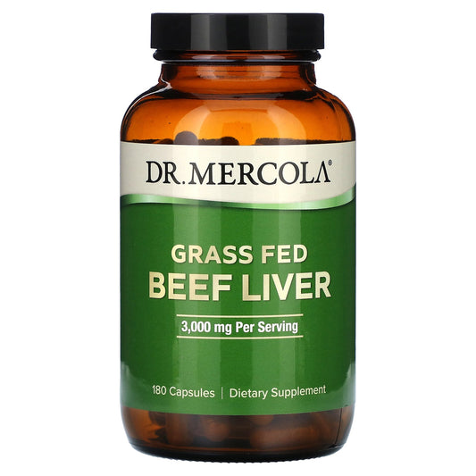Dr. Mercola, Grass Fed Beef Liver, 180 Capsules (500 mg per Capsule)