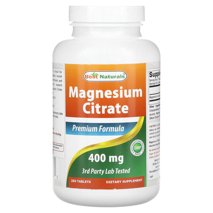 Best Naturals, Magnesium Citrate, 400 mg, 250 Tablets (200 mg per Tablet)