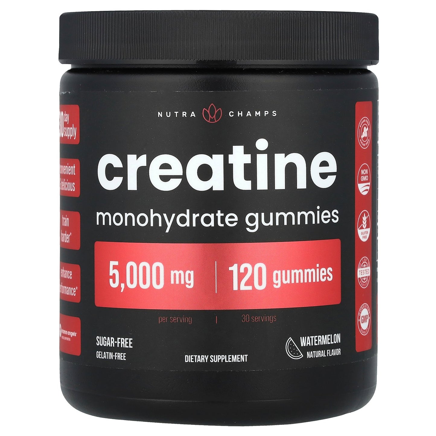 NutraChamps, Creatine Monohydrate Gummies, Watermelon, 120 Gummies (1,250 mg per Gummy)
