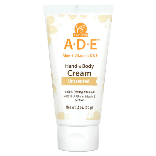 Carlson, A-D-E Hand & Body Cream, Unscented, 2 oz (56 g)