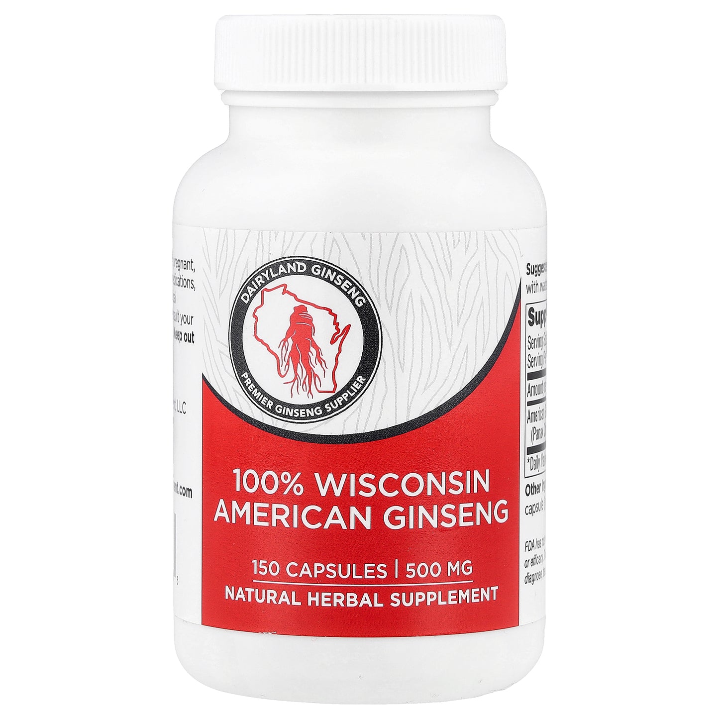 Dairyland Ginseng, 100% Wisconsin American Ginseng , 500 mg, 150 Capsules