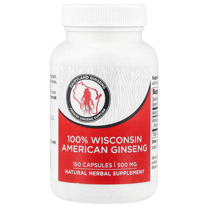 Dairyland Ginseng, 100% Wisconsin American Ginseng , 500 mg, 150 Capsules