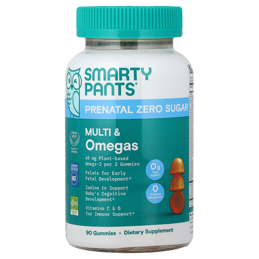 SmartyPants, Prenatal Zero Sugar, Multi & Omegas Gummies, Lemon, 90 Gummies