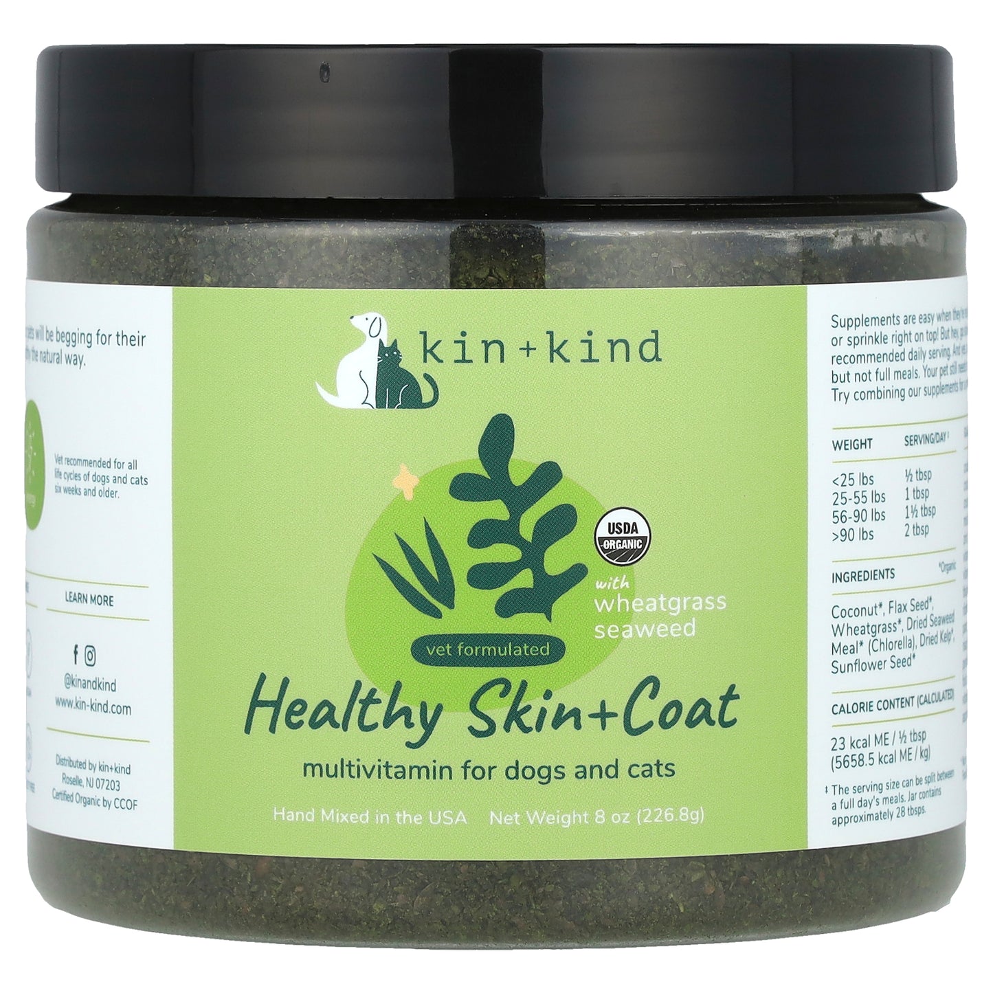 Kin+Kind, Healthy Skin + Coat, Multivitamin For Dogs and Cats, 8 oz (226.8 g)