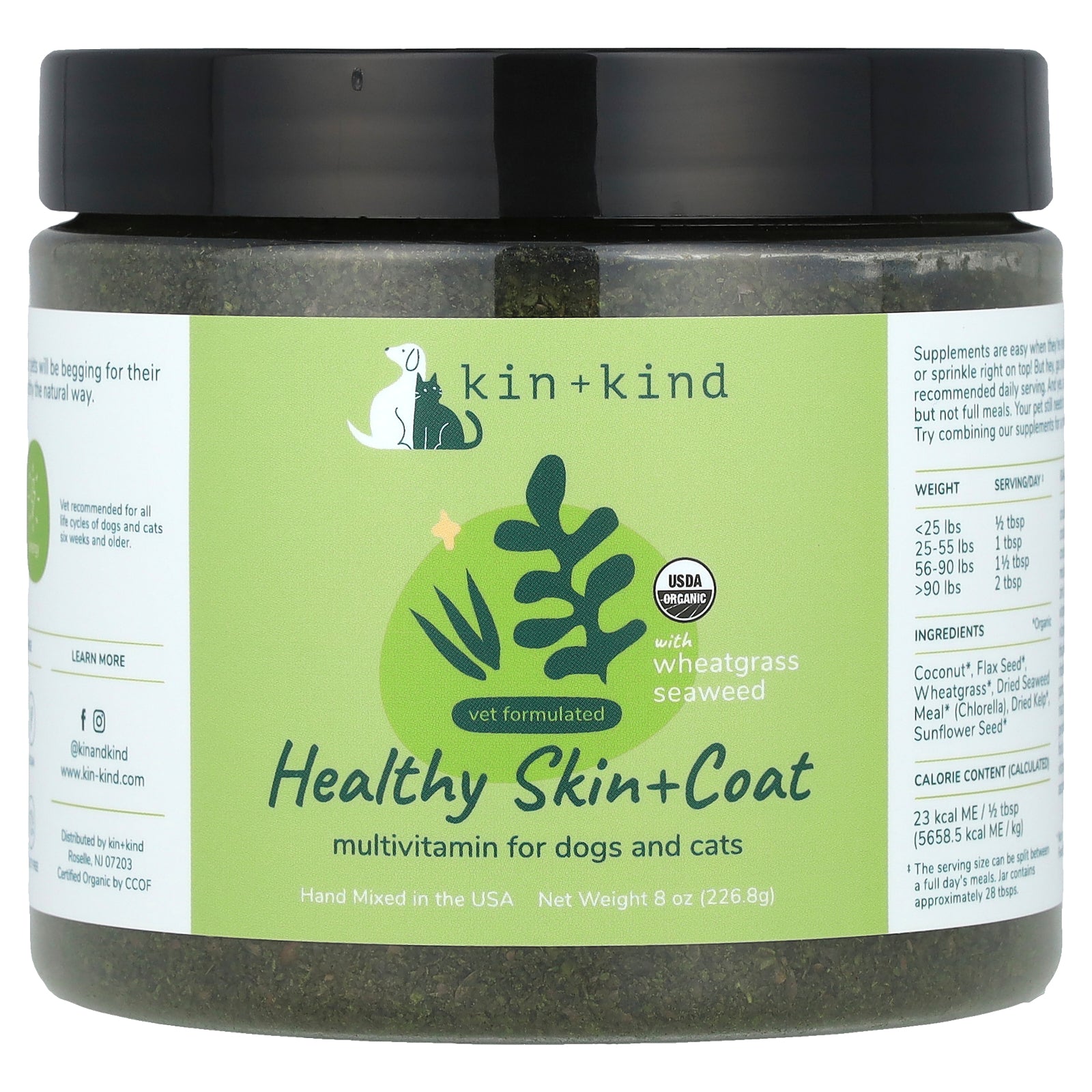 Kin+Kind, Healthy Skin + Coat, Multivitamin For Dogs and Cats, 8 oz (226.8 g)