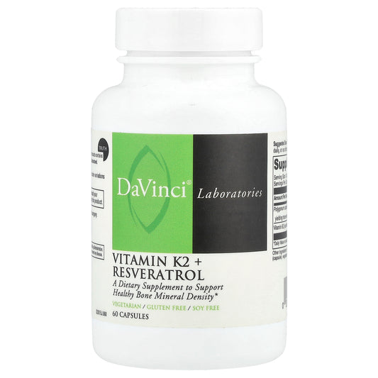 DaVinci Laboratories, Vitamin K2 + Resveratrol, 60 Capsules