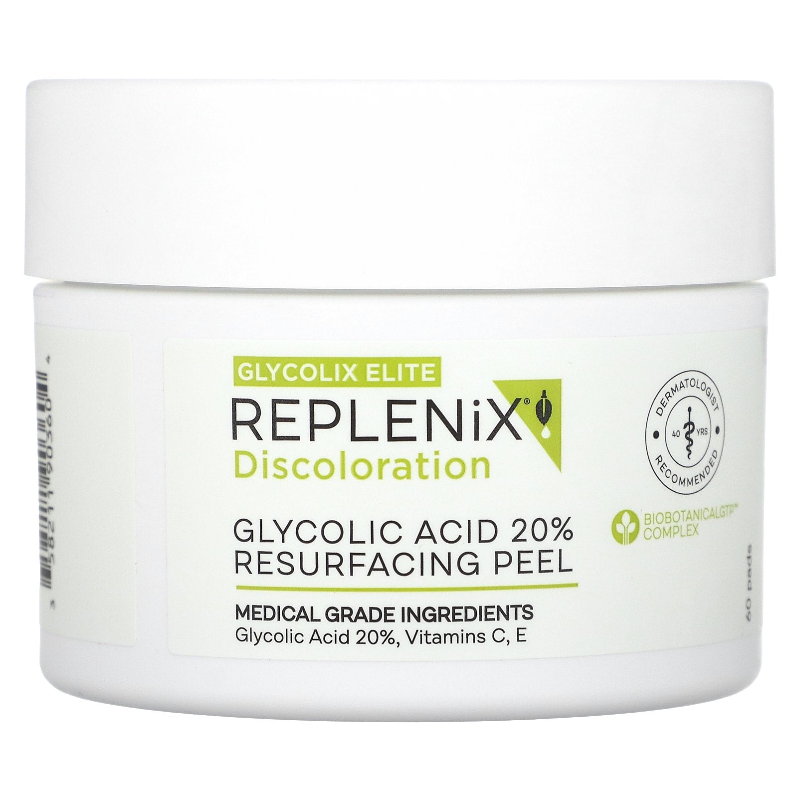 Replenix, Discoloration, Glycolix Elite, Glycolic Acid 20% Resurfacing Peel, 60 Pads