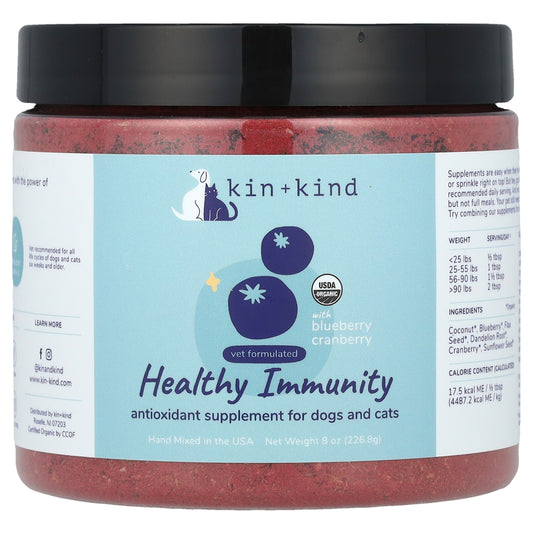Kin+Kind, Healthy Immunity With Blueberry Cranberry, For Dogs and Cats, 8 oz (226.8 g)