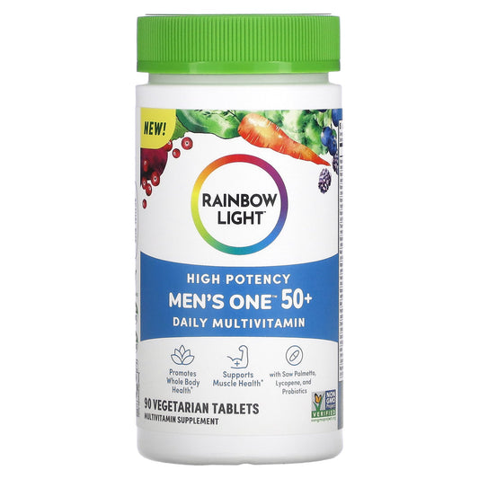 Rainbow Light, Men's One 50+ Daily Multivitamin, High Potency, 90 Vegetarian Tablets