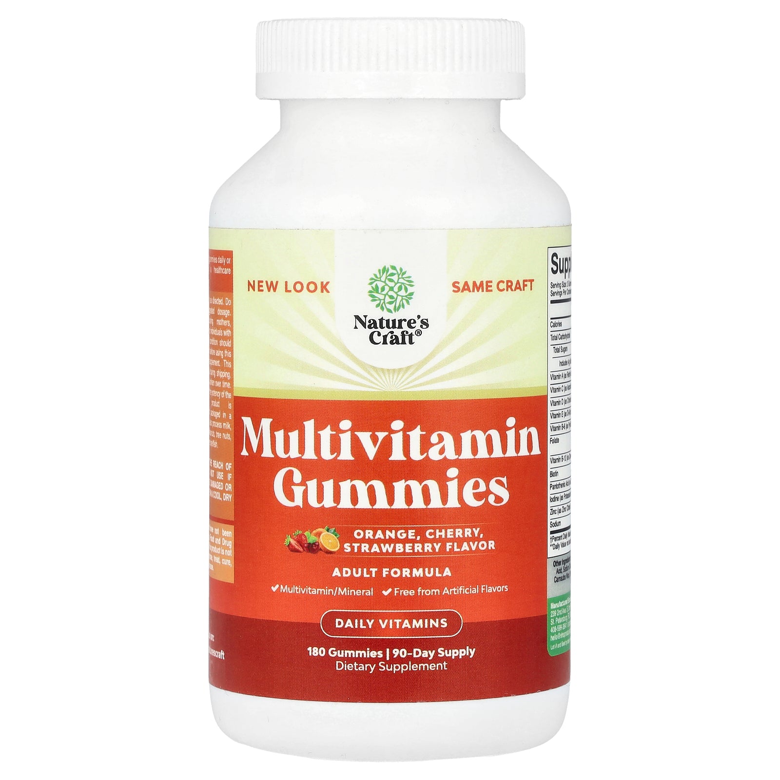 Nature's Craft, Multivitamin Gummies, Orange, Cherry, Strawberry, 180 Gummies