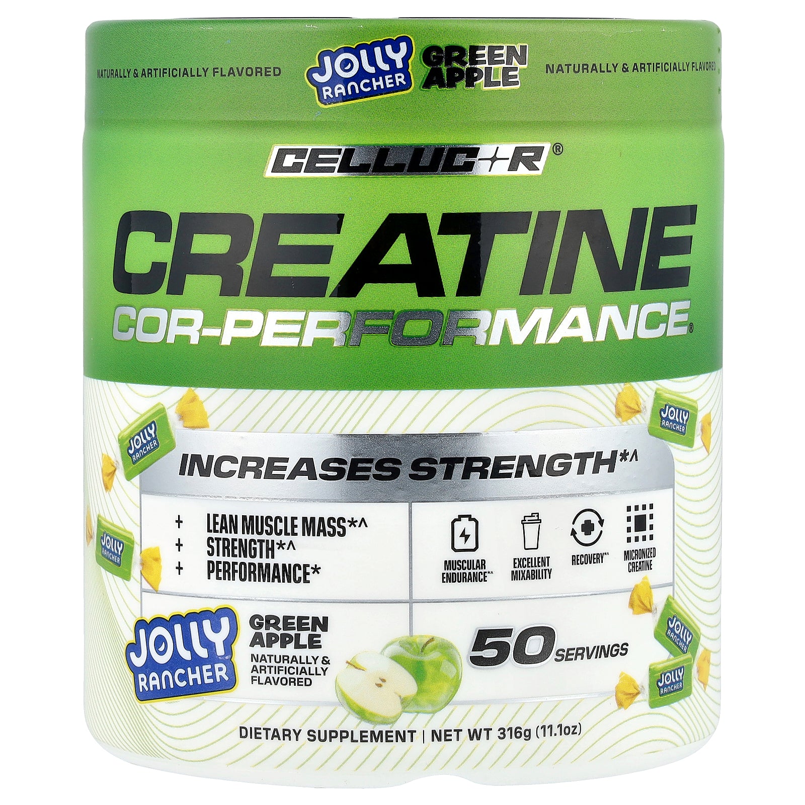 C4 / Cellucor, COR-Performance® Creatine, Jolly Rancher, Green Apple, 11.1 oz (316 g)