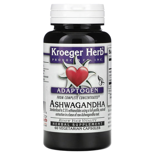 Kroeger Herb Co, Ashwagandha, 60 Vegetarian Capsules (225 mg per Capsule)