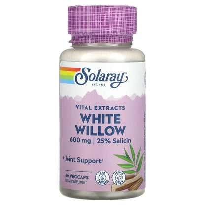 Solaray, Vital Extracts, White Willow, 600 mg, 60 VegCaps