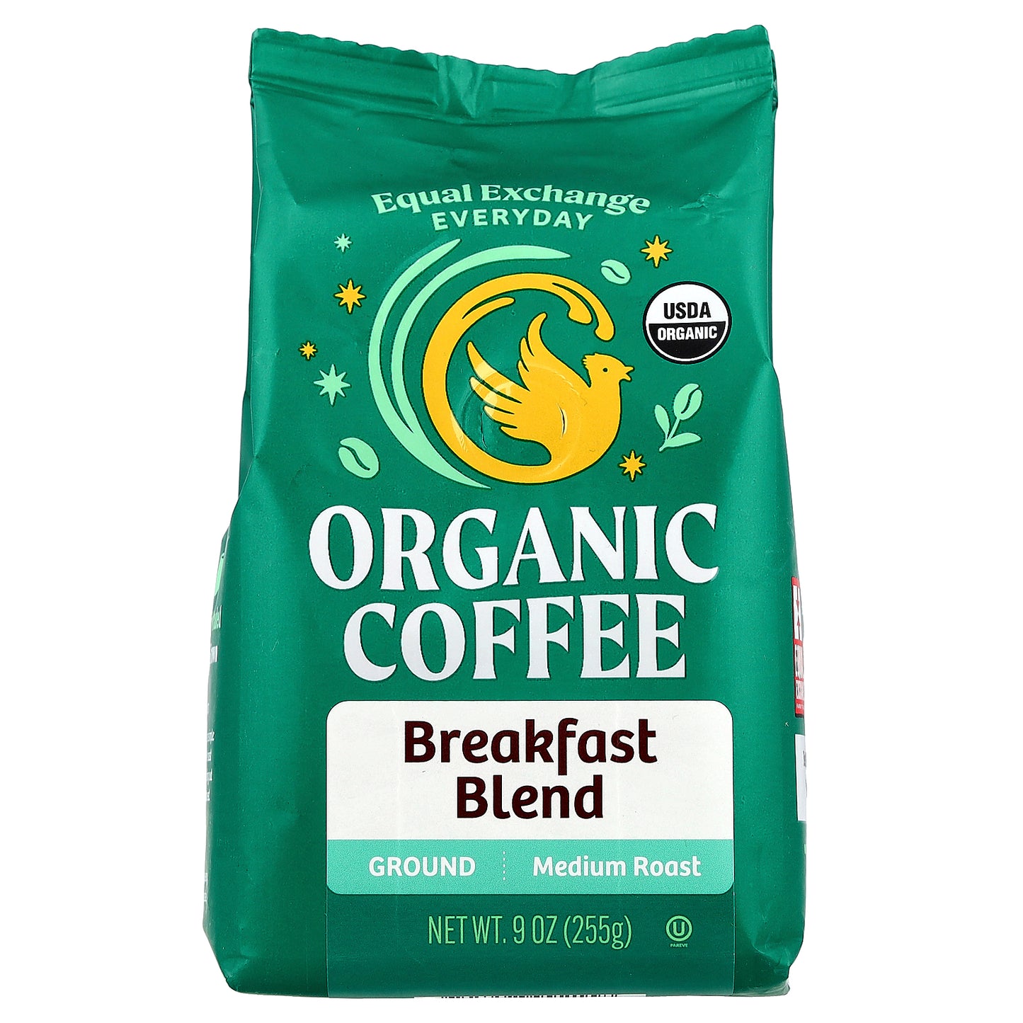 Equal Exchange, Organic Coffee, Breakfast Blend, Ground, Medium Roast , 9 oz (255 g)