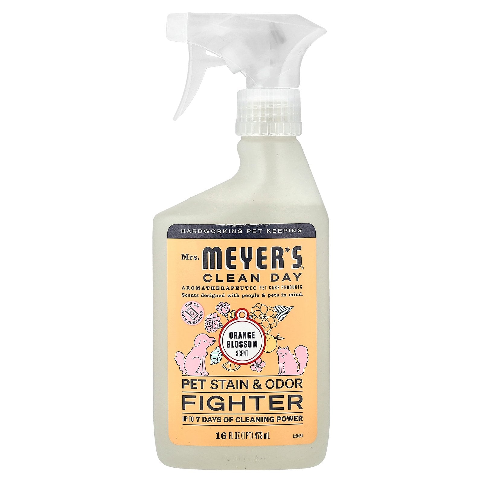 Mrs. Meyers Clean Day, Pet Stain & Odor Fighter, Orange Blossom, 16 fl oz (473 ml)