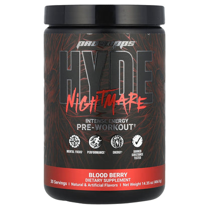 ProSupps, HYDE® Nightmare, Intense Energy Pre-Workout, Blood Berry, 14.35 oz (406.8 g)