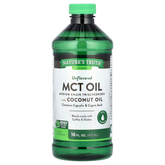 Nature's Truth, MCT Oil with Coconut Oil, Unflavored, 14 g, 16 fl oz (473 ml)
