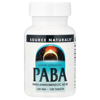 Source Naturals, PABA, 100 mg, 100 Tablets